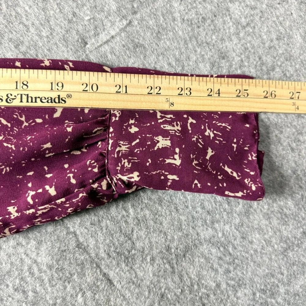 Converse One Star Womens‎ XL Purple Abstract Print Henley Blouse Top